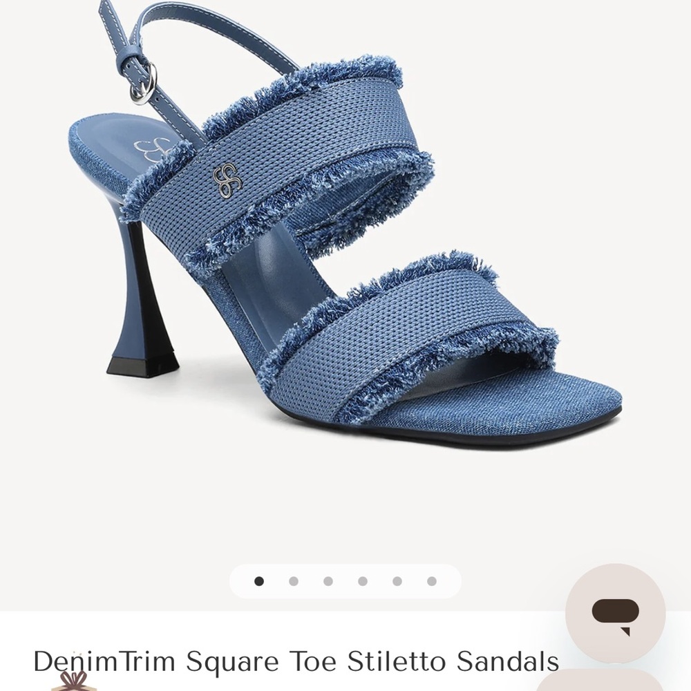 Blue Denim Trim Stiletto Sandals